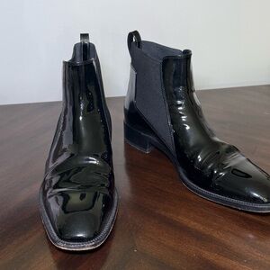 Christian Louboutin Black Ankle Boots with Glossy Patent Finish